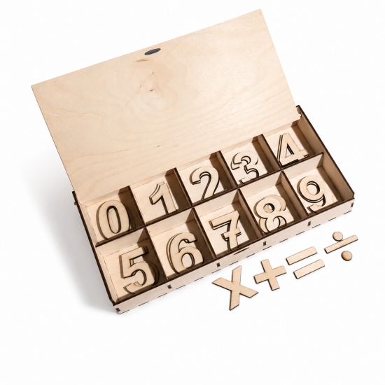Ξύλινο Κουτί με Αριθμούς & Σύμβολα Πράξεων – Montessori Εκπαιδευτικό Παιχνίδι